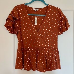 NWT Madewell Dot Ruffle Top
